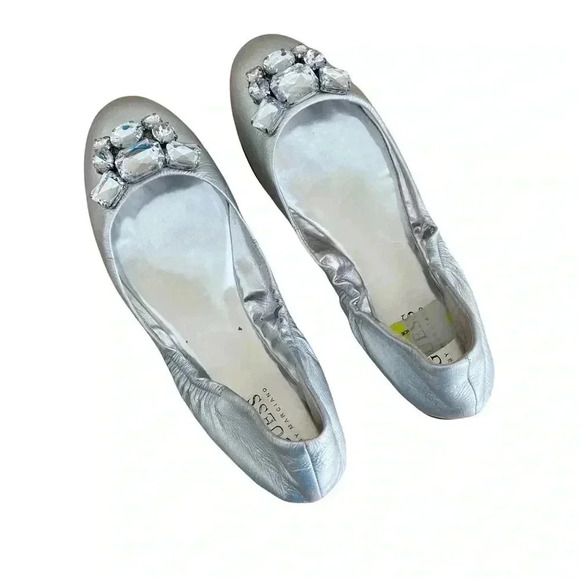 Guess by Marciano Silver Jeweled Ballet Flats Size 6.5 Bling Flashy Y2K - Picture 8 of 9